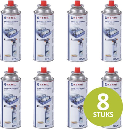 LPG gasflesjes, HENDI, Set van 8 gasbussen