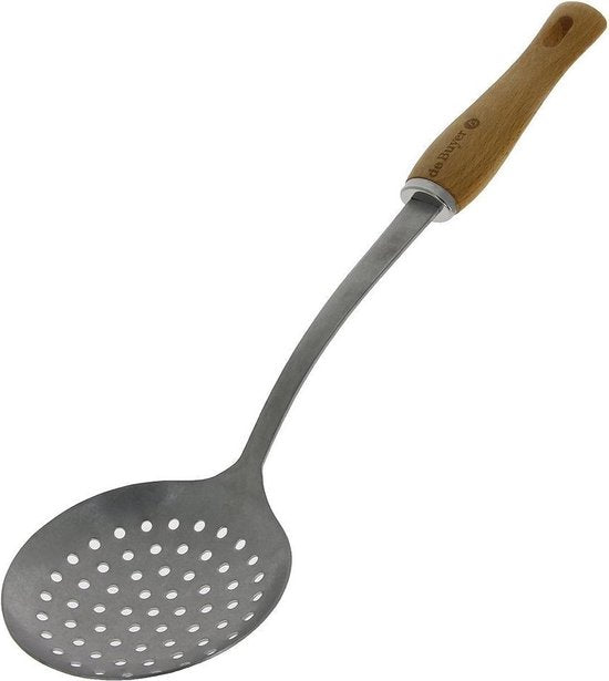Frituurschep / Schuimspaan, De Buyer, RVS, Hout