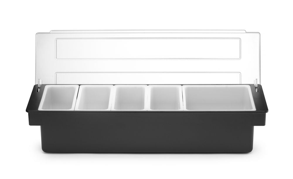 Ingrediëntenhouder - 5 containers, BarUp, Zwart, 480x150x(H)100mm