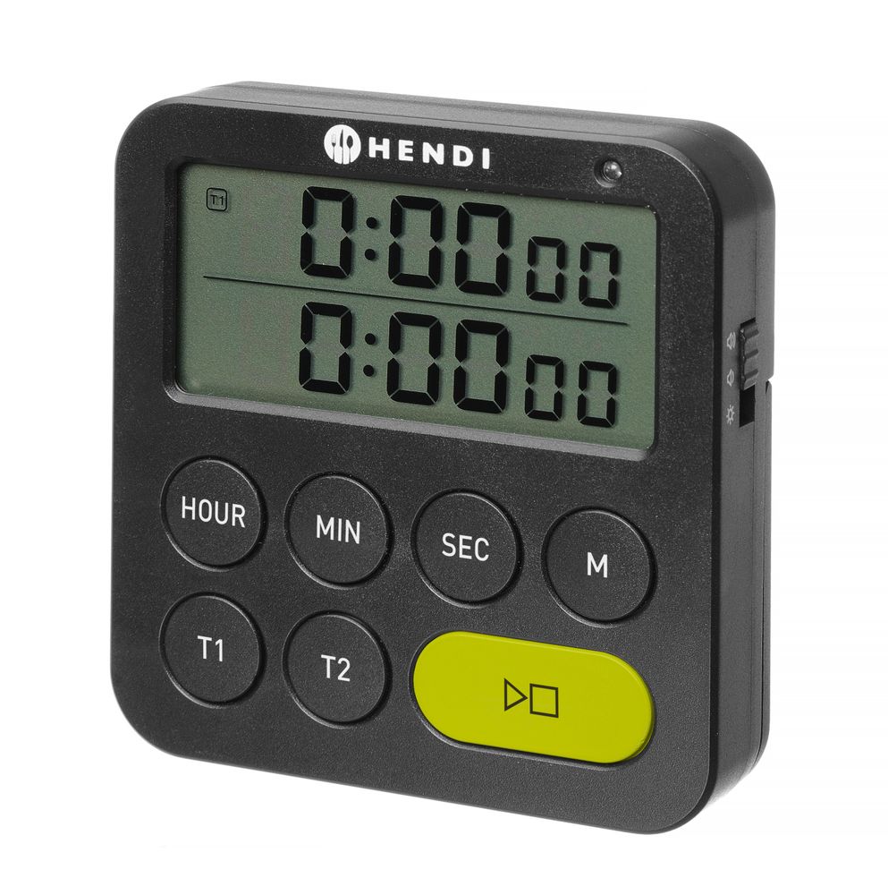 Timer dubbel, HENDI, Zwart, 82x20x(H)86mm