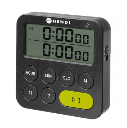 Timer dubbel, HENDI, Zwart, 82x20x(H)86mm