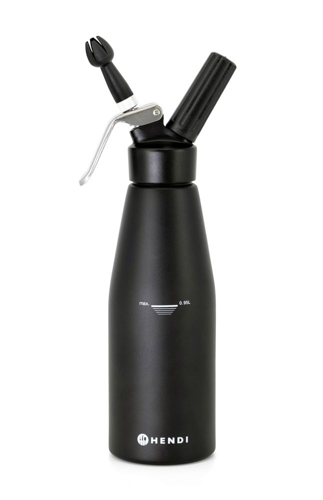 Slagroomapparaat Kitchen Line zwart, HENDI, Kitchen Line, 0,95L, Zwart, ⌀95x(H)320mm