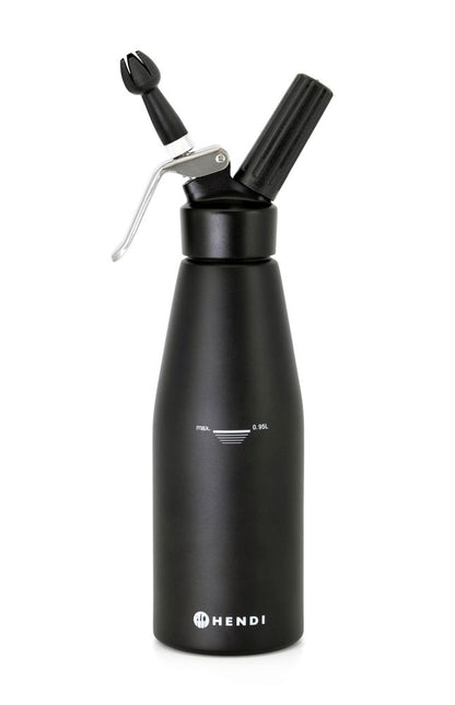 Slagroomapparaat Kitchen Line zwart, HENDI, Kitchen Line, 0,95L, Zwart, ⌀95x(H)320mm