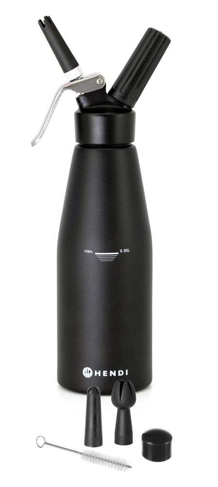 Slagroomapparaat Kitchen Line zwart, HENDI, Kitchen Line, 0,95L, Zwart, ⌀95x(H)320mm