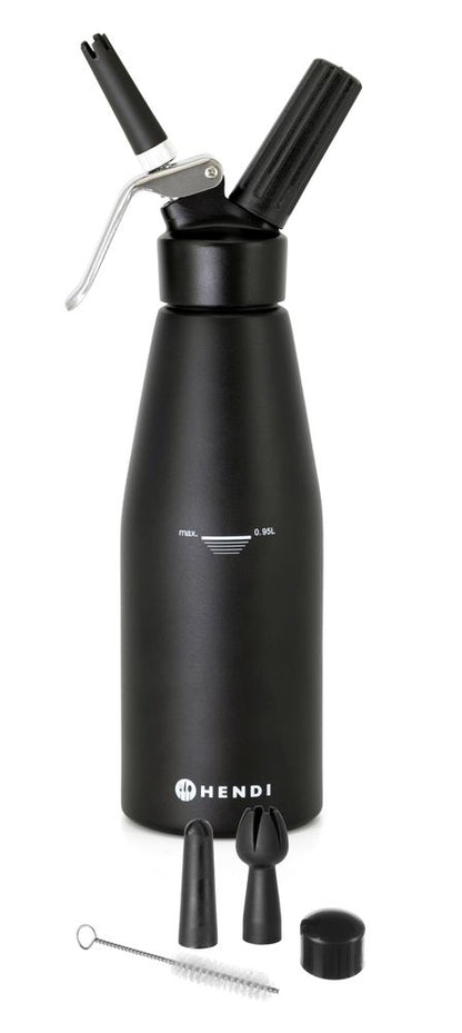 Slagroomapparaat Kitchen Line zwart, HENDI, Kitchen Line, 0,95L, Zwart, ⌀95x(H)320mm