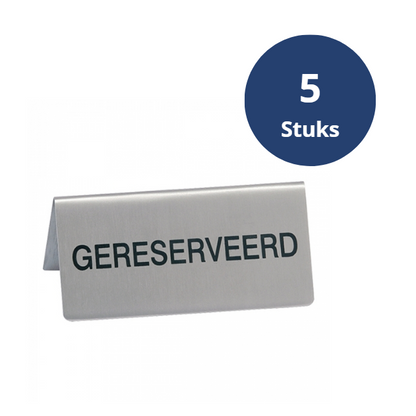 Gereserveerd tafelbordjes RVS, BARSA, 5 stuks