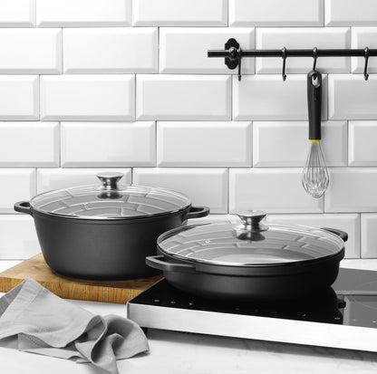 Braadpan met antiaanbaklaag, HENDI, 7L, Zwart, 367x290x(H)122mm