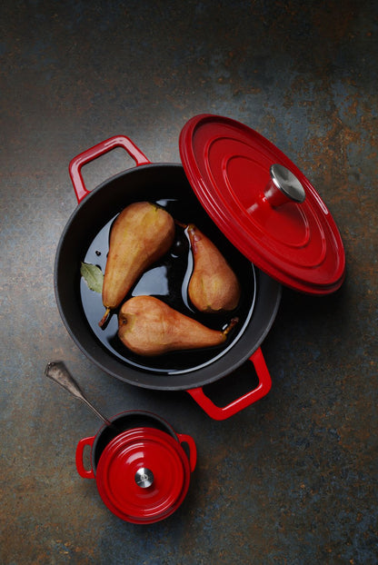 Hendi Braadpan geëmailleerd gietijzer, 6,88L, Rood, 405x255x(H)134mm