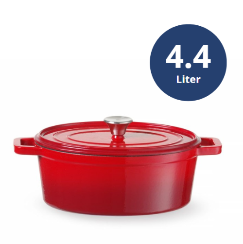 Hendi Braadpan geëmailleerd gietijzer, 4,4L, Rood, 365x290x(H)115mm