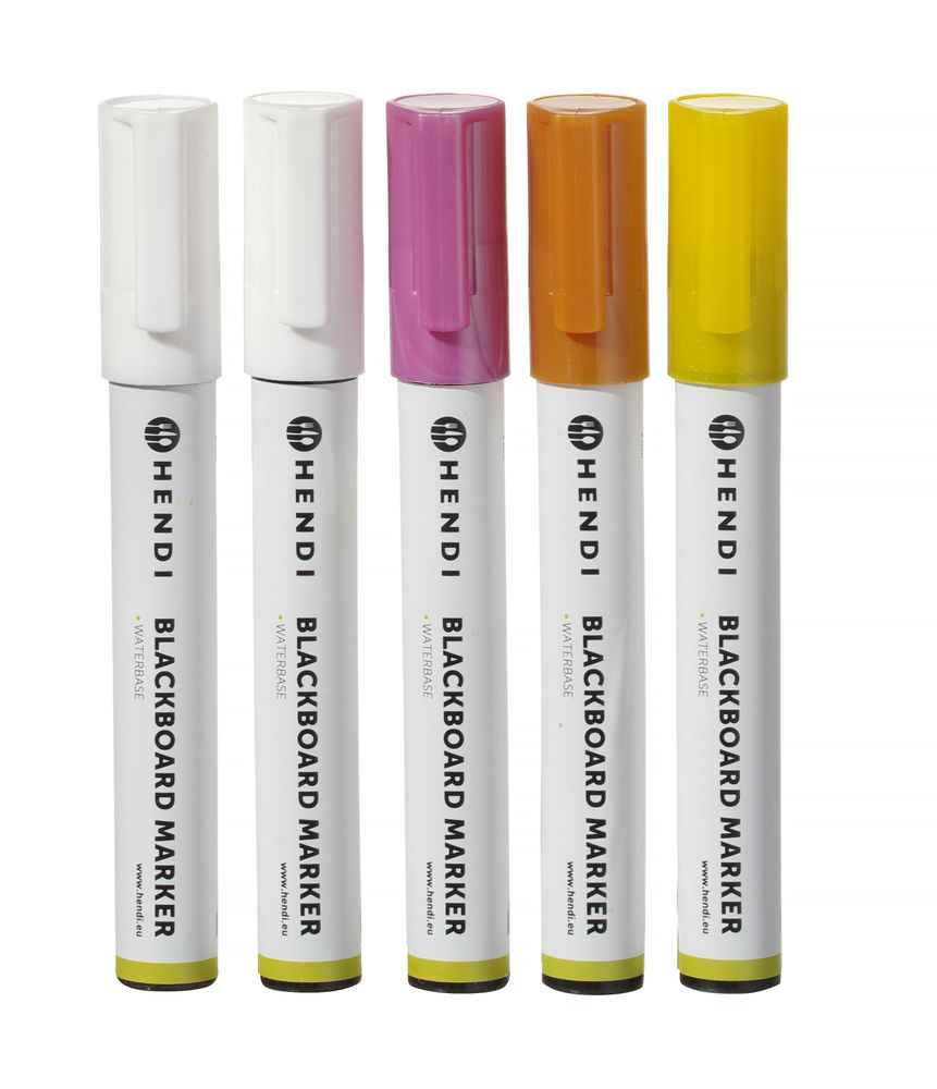 Krijtstiften 6 mm, HENDI, 2 witte, 1 roze, 1 gele en 1 bronskleurige stiften, 5 st