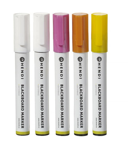 Krijtstiften 6 mm, HENDI, 2 witte, 1 roze, 1 gele en 1 bronskleurige stiften, 5 st