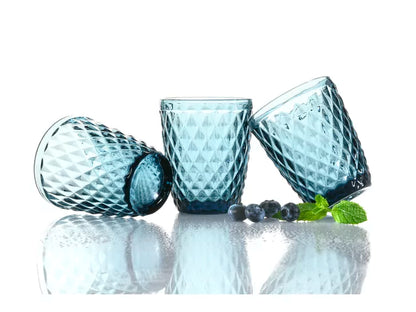 Waterglas Inspire Colors, 6 stuks, Blauw, Ruitpatroon, 240ml