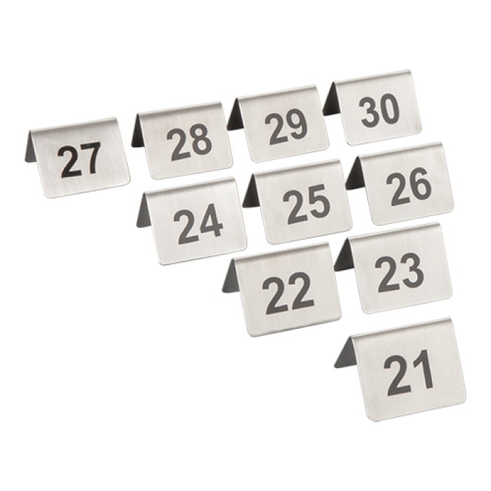Tafelnummers set 21-30 - RVS bordjes met tafelnummers 21 t/m 30