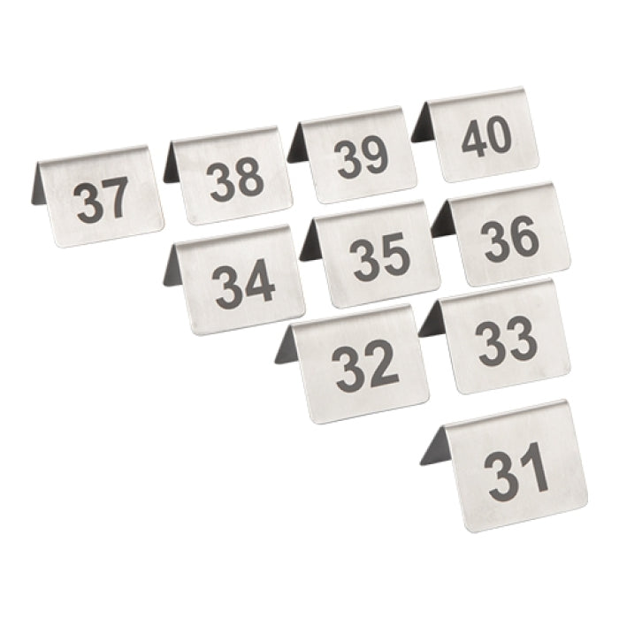 Tafelnummers set 31-40 - RVS bordjes met tafelnummers 31 t/m 40