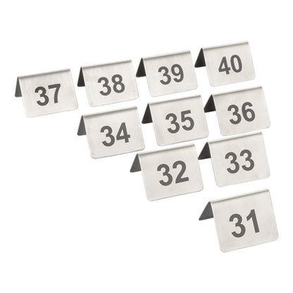 Tafelnummers set 31-40 - RVS bordjes met tafelnummers 31 t/m 40
