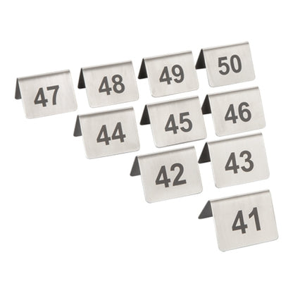 Tafelnummers set 41-50 - RVS bordjes met tafelnummers 41 t/m 50