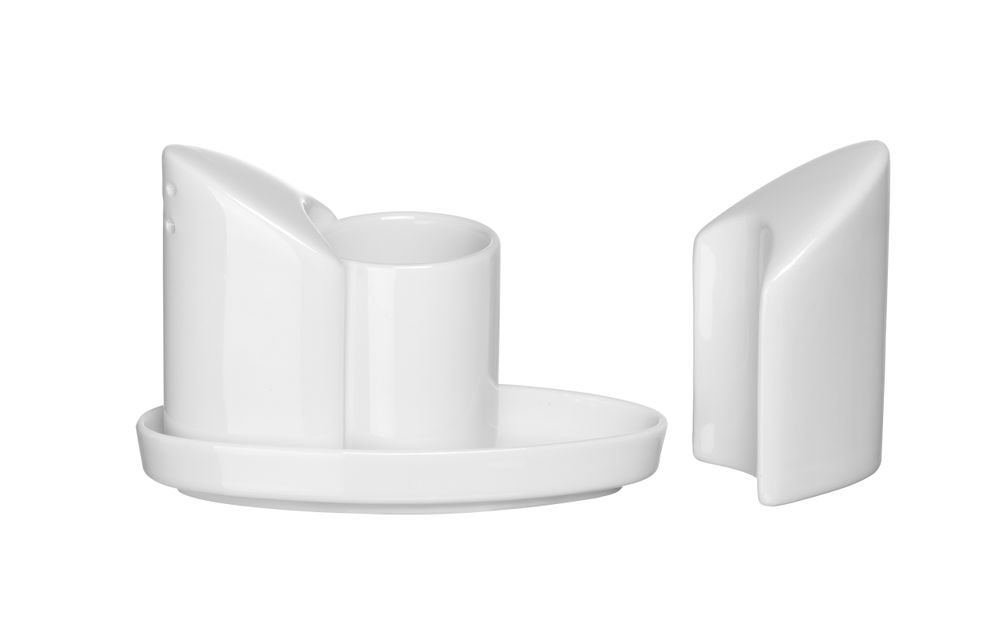 Menage porselein, HENDI, Peper, zout en tandenstoker, 125x54x(H)90mm