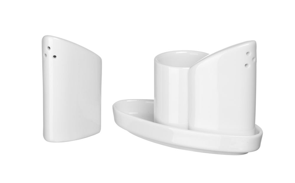 Menage porselein, HENDI, Peper, zout en tandenstoker, 125x54x(H)90mm