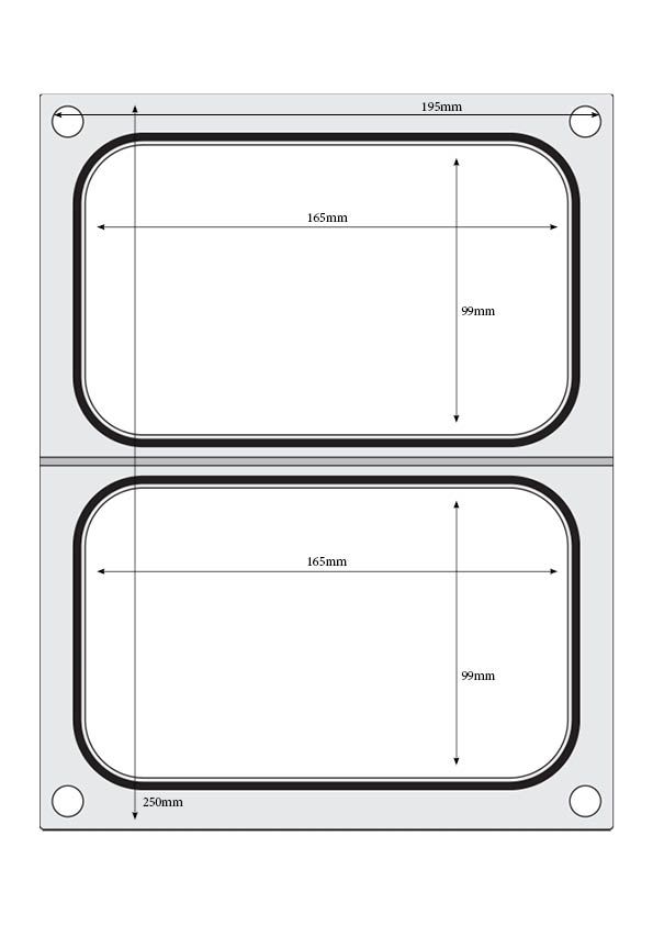 Traysealer matrix, HENDI, 2x container 178x113 mm