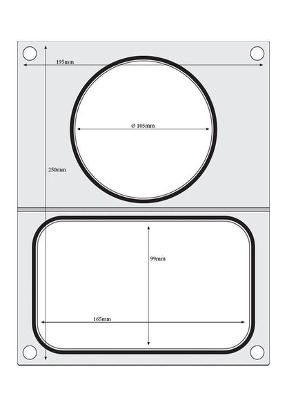 Traysealer matrix, HENDI, 2 containers (1x 178x113 mm, 1x ø115 mm)