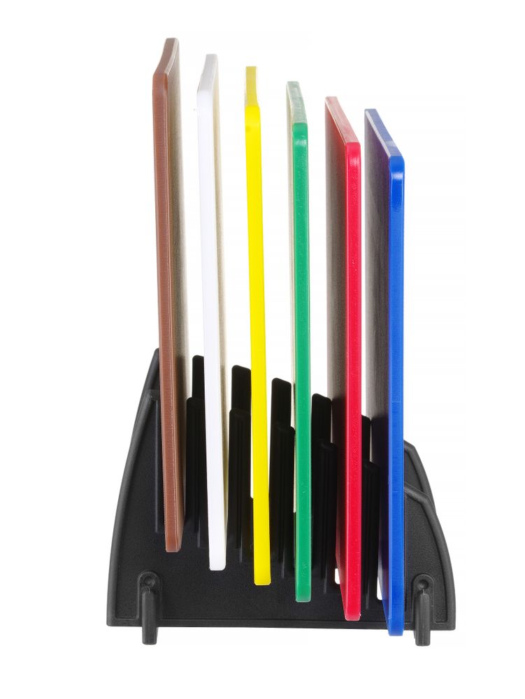 Set van 6 HACCP snijplanken met rek, HENDI, 6 st., 450x300x(H)10mm