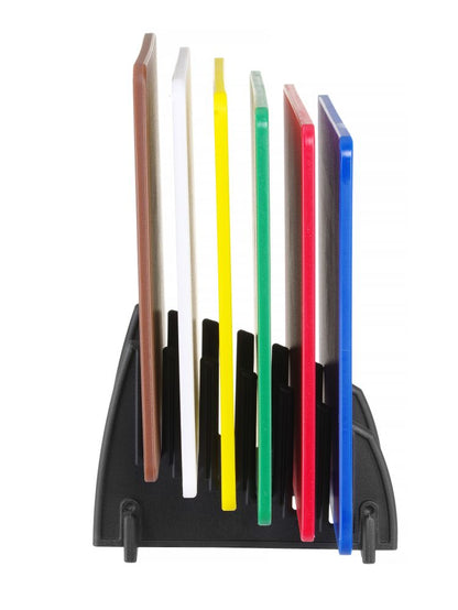 Set van 6 HACCP snijplanken met rek, HENDI, 6 st., 450x300x(H)10mm