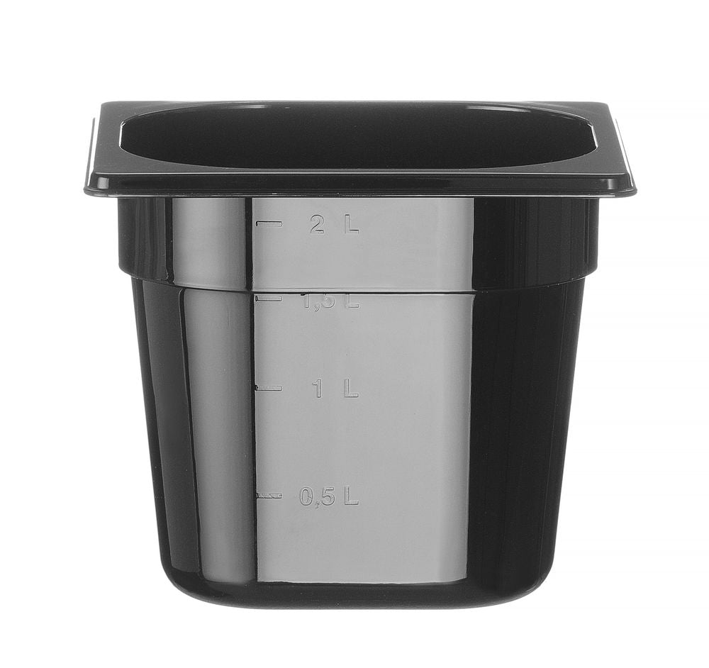 Container GN 1/6 zwart polycarbonaat, HENDI, Profi Line, GN 1/6, 2,4L, Zwart, 176x162x(H)150mm