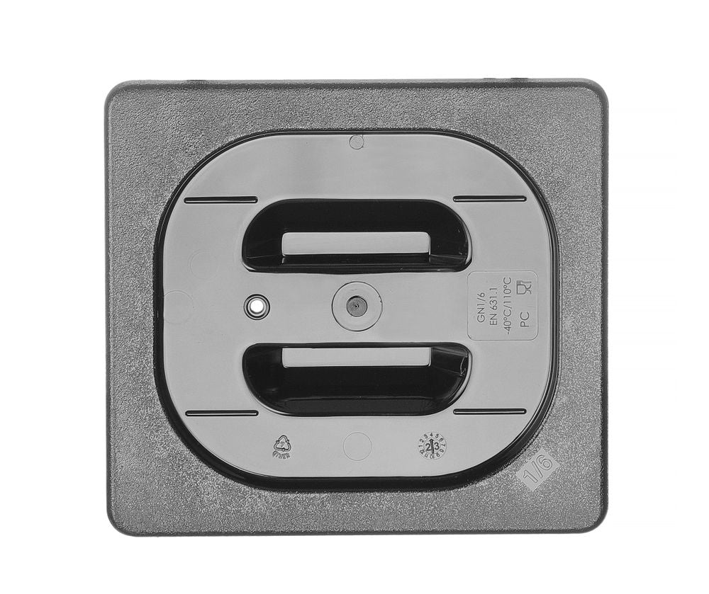 Deksel voor GN containers zwart polycarbonaat, HENDI, GN 1/6, Zwart, 176x162mm