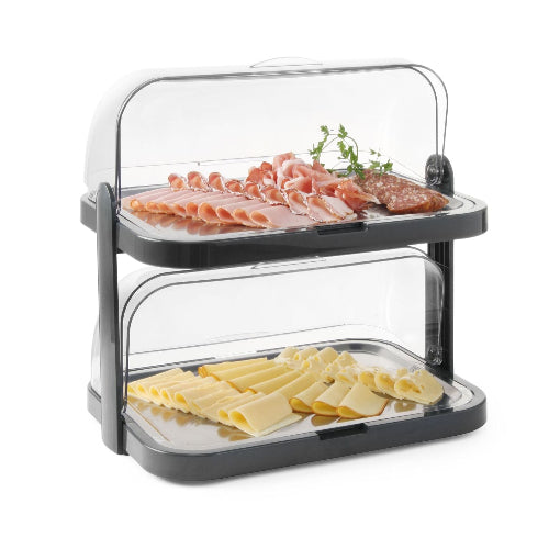 HENDI Koeldisplay met Rolltop - Dubbel- Donkergrijs - 440x320x(H)440mm