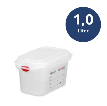Voorraaddoos 100mm GN 1/9 PP met HACCP labels, 1 Liter