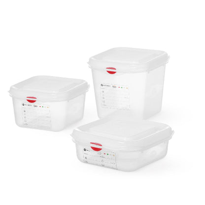 Voorraaddoos 150mm GN 1/9 PP met HACCP labels, 2.6 Liter