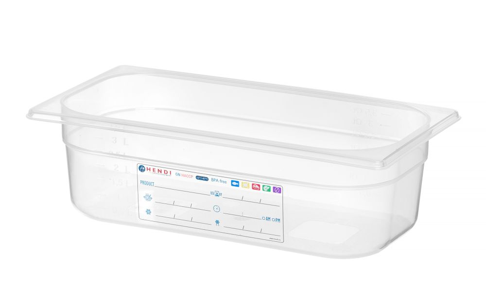 Container GN 1/3, HENDI, GN 1/3, 4L, Transparant, 325x176x(H)100mm