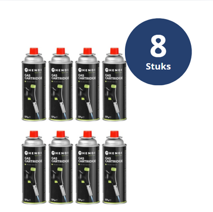 LPG gasflesjes - HENDI - Set van 8 gasbussen