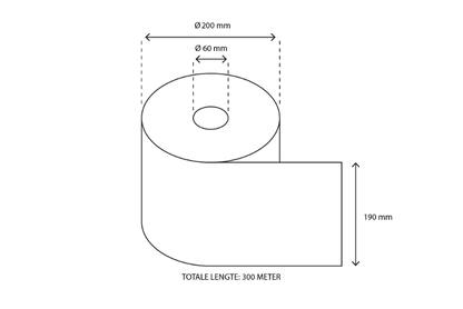 Poetsrol Midi 1-Laags, Ø19cm, BARSA, 6x300 Meter