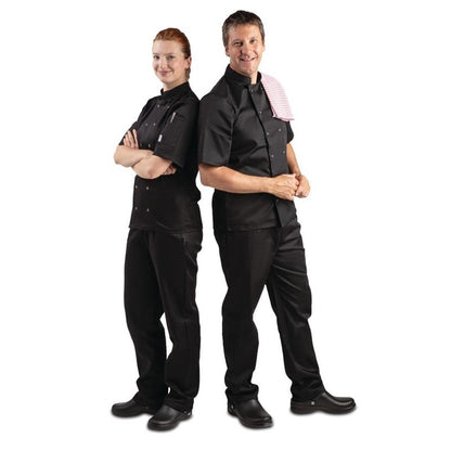 Koksbuis korte mouw Vegas, Whites Chefs Clothing, Zwart, Maat M