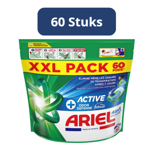 Ariel 4in1 Wasmiddel Pods, 60 Stuks, Actieve Geurbestrijding