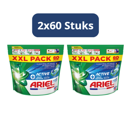 Ariel 4in1 Wasmiddel Pods, 2x60 Stuks, Actieve Geurbestrijding