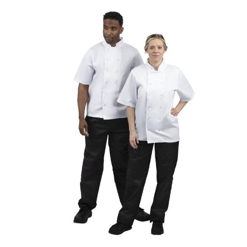 Koksbuis Korte Mouw Maat M 'Boston' - Whites Chefs Clothing - Wit