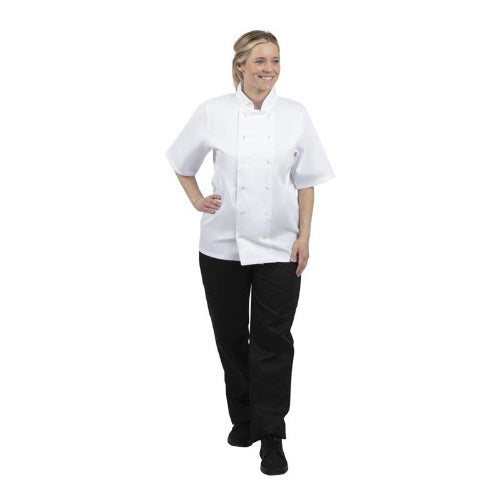 Koksbuis Korte Mouw Maat M 'Boston' - Whites Chefs Clothing - Wit