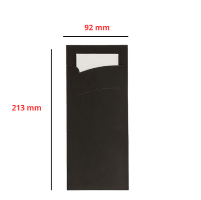 Bestekzakje met Servet, Pochette Zwart, 600 stuks, BARSA
