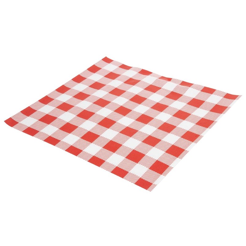 Vetvrij papier – 200 stuks, Gingham, Rood Klassiek Geruiten, 310x190mm