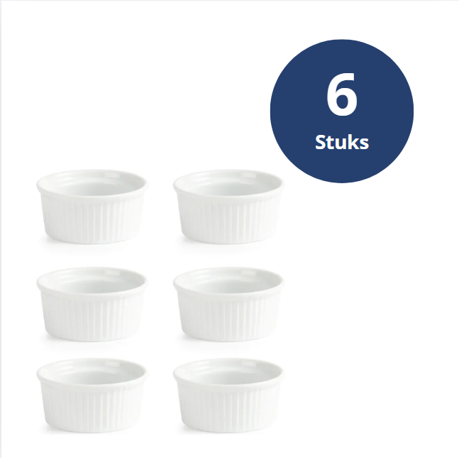 6x Crème brulée schaaltje / Ramekin - 9 cm - Olympia - geschikt voor oven, vriezer en vaatwasser