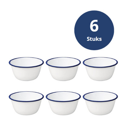 Emaille Schaaltjes/Puddingschalen, Olympia 155(Ø) x 70(H) mm, ( Set van 6 )