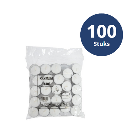 Waxinelichtjes/Theelichten, Olympia, 4 branduren, 100 stuks