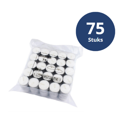 Waxinelichtjes/theelichten, Olympia, 8 branduren, 75 stuks