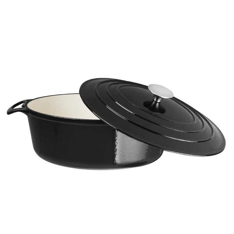 Vogue Ovale Braadpan, 5L, Gietijzer, Zwart, Alle Warmtebronnen
