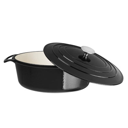 Vogue Ovale Braadpan, 5L, Gietijzer, Zwart, Alle Warmtebronnen
