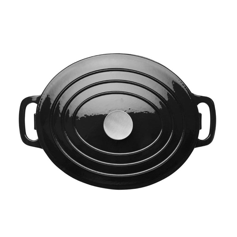 Vogue Ovale Braadpan, 5L, Gietijzer, Zwart, Alle Warmtebronnen