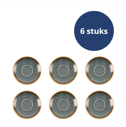 Olympia Kiln Espressoschotel Blauw Ø11,5cm ( Set van 6 ) - Schotels voor koffiekopjes van 85ml