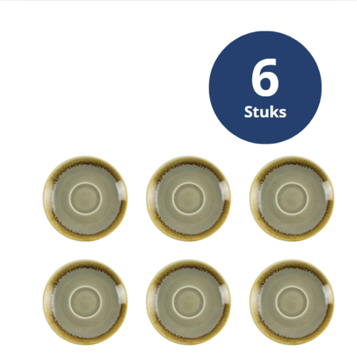 Olympia Kiln Espressoschotel Mosgroen Ø11,5cm ( Set van 6 ) - Schoteltjes voor kopjes van 85ml